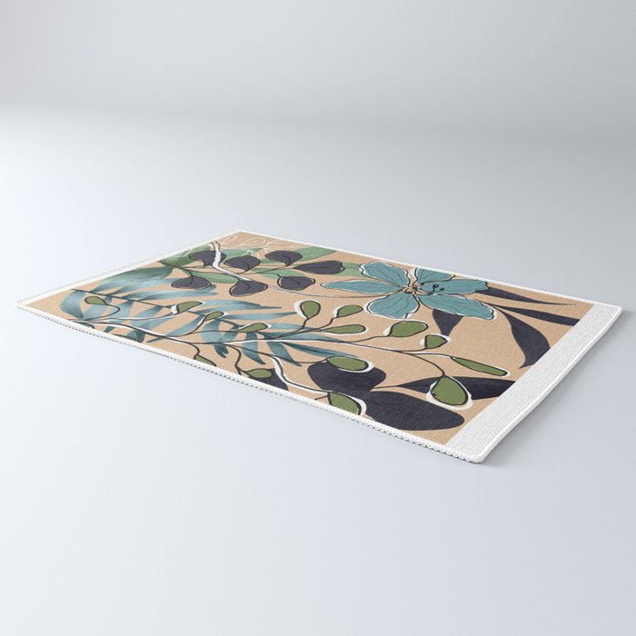 Elegant Botanical Line Art 4 Rug Gallery Image 3