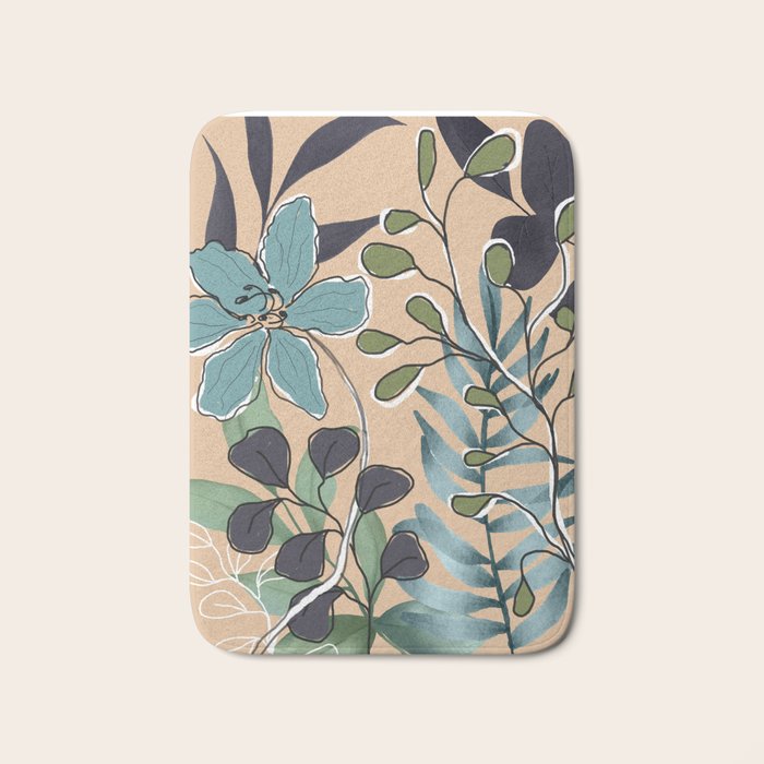 Elegant Botanical Line Art 4 Bath Mat Gallery Image 1