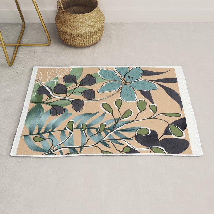 Elegant Botanical Line Art 4 Rug Gallery Image 1