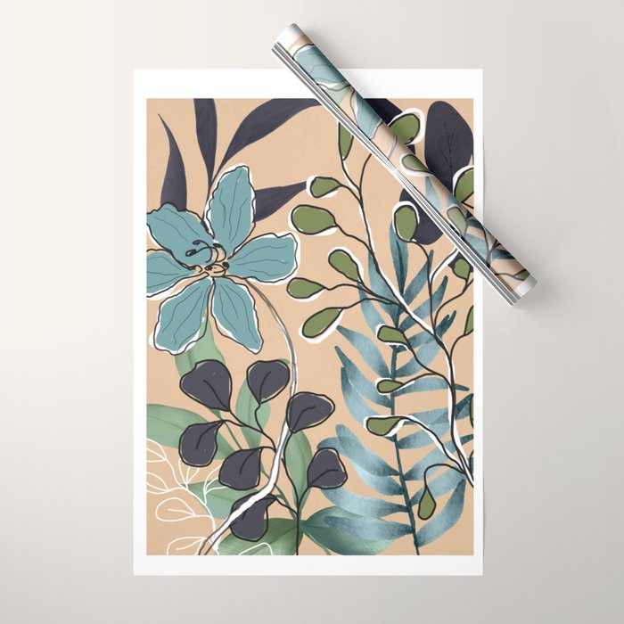 Elegant Botanical Line Art 4 Wrapping Paper Gallery Image 1