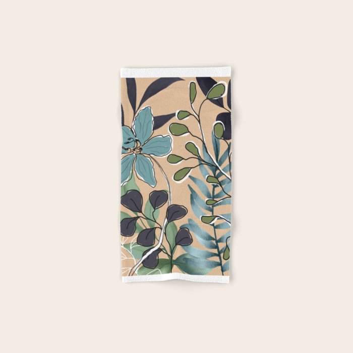 Elegant Botanical Line Art 4 Bath Towel Gallery Image 1