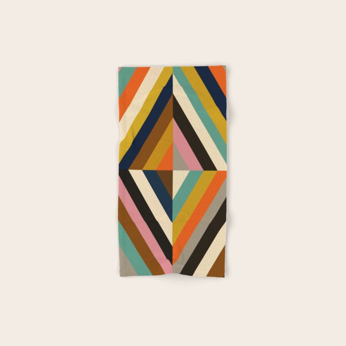 Mid Century Geometric Pattern Technicolor Diamond  Bath Towel Gallery Image 1