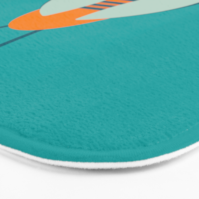 Lucky Bee - Cute Retro Minimalism in Orange and Turquoise Bath Mat Gallery Image 3