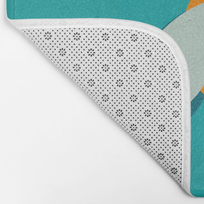 Lucky Bee - Cute Retro Minimalism in Orange and Turquoise Bath Mat Gallery Image 2
