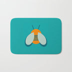Lucky Bee - Cute Retro Minimalism in Orange and Turquoise Bath Mat Gallery Image 1