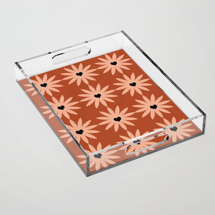 Terracotta star heart flower Acrylic Tray Gallery Image 1