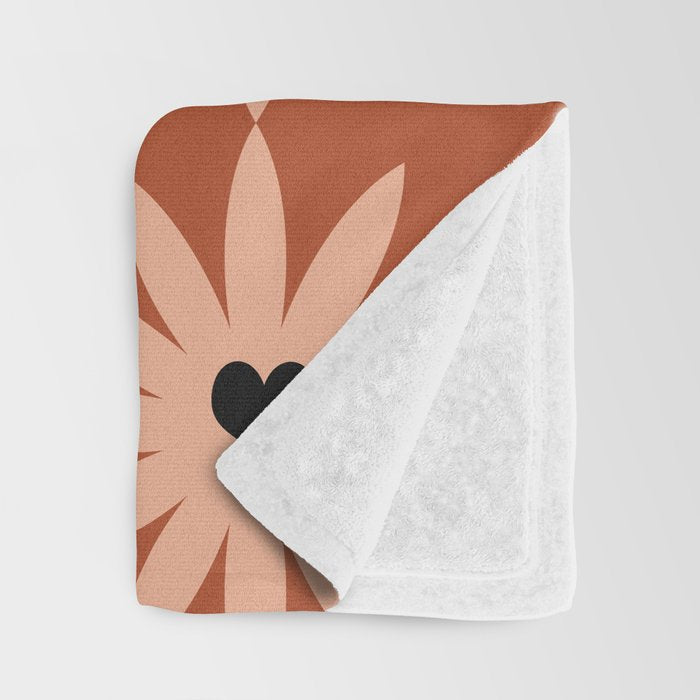 Terracotta star heart flower Throw Blanket Gallery Image 3