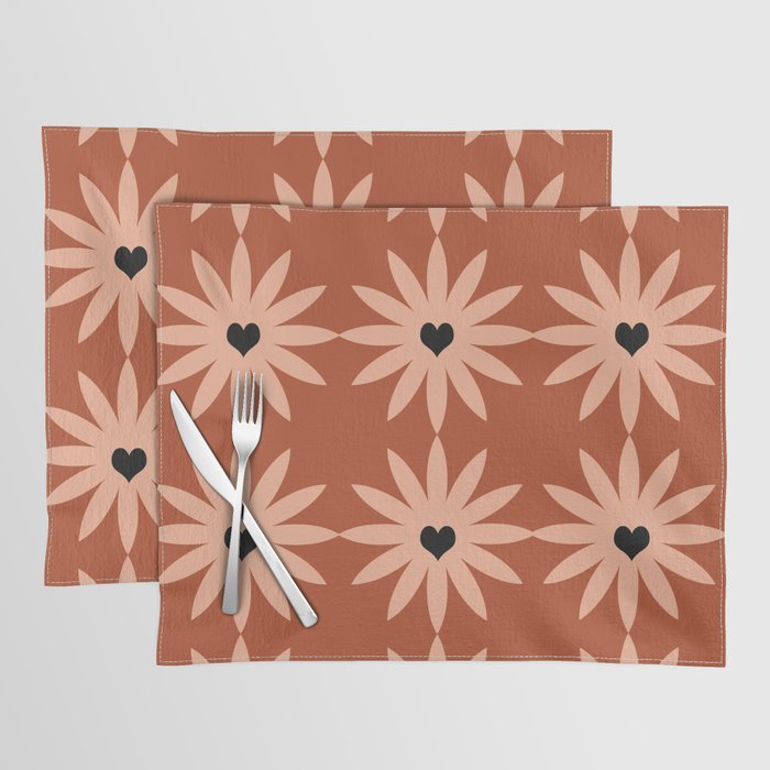 Terracotta star heart flower Placemat Gallery Image 1