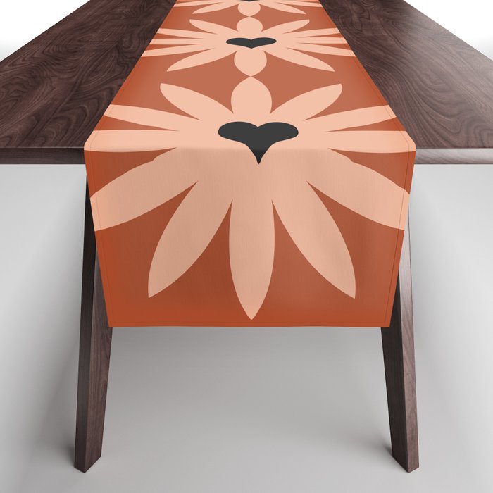 Terracotta star heart flower Table Runner Gallery Image 1
