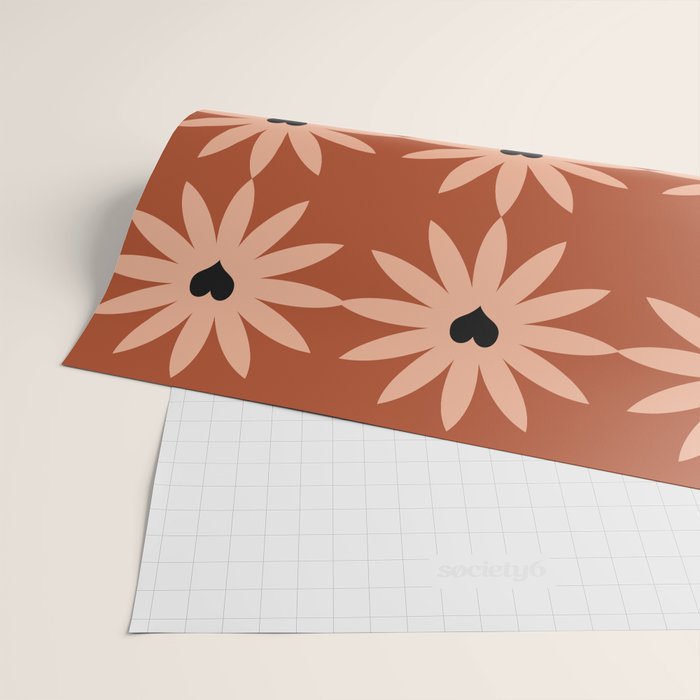 Terracotta star heart flower Wrapping Paper Gallery Image 2