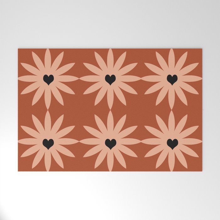 Terracotta star heart flower Welcome Mat Gallery Image 1