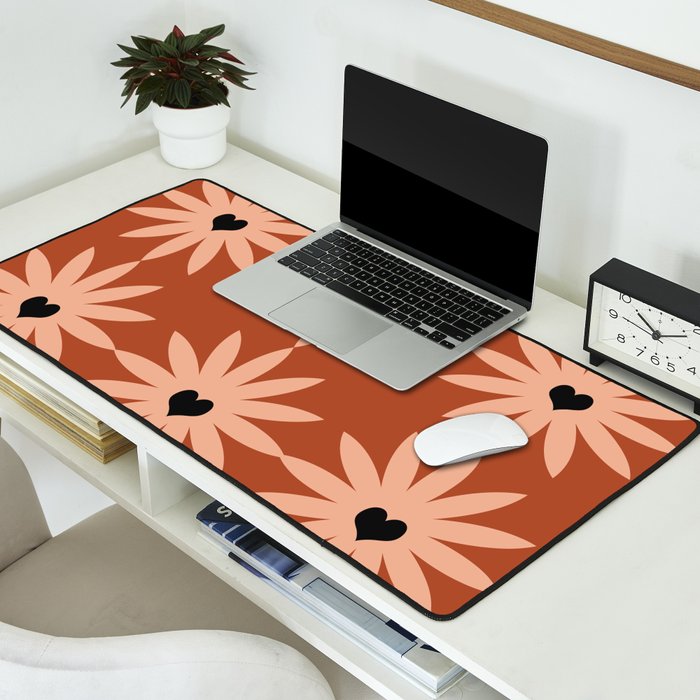 Terracotta star heart flower Desk Mat Gallery Image 2