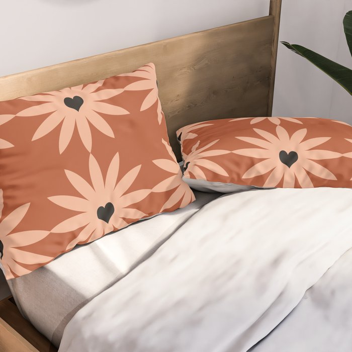 Terracotta star heart flower Pillow Sham Gallery Image 2
