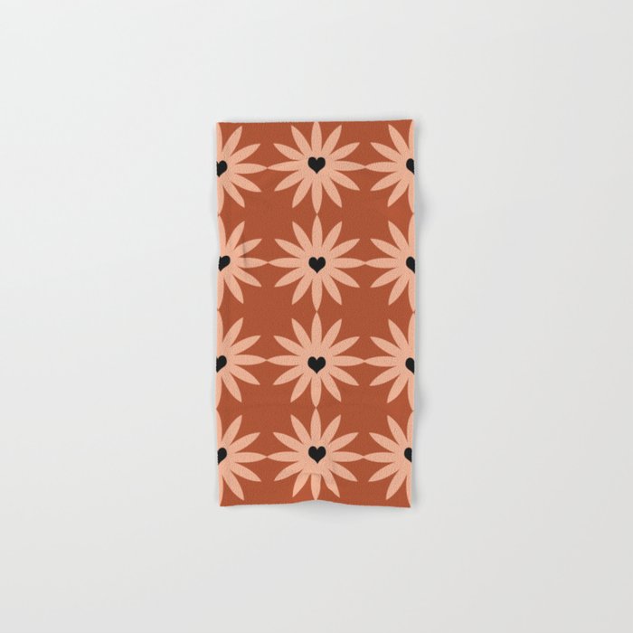 Terracotta star heart flower Bath Towel Gallery Image 1