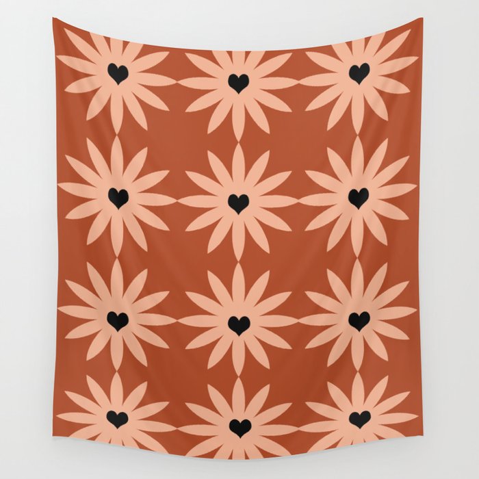 Terracotta star heart flower Wall Tapestry Gallery Image 4