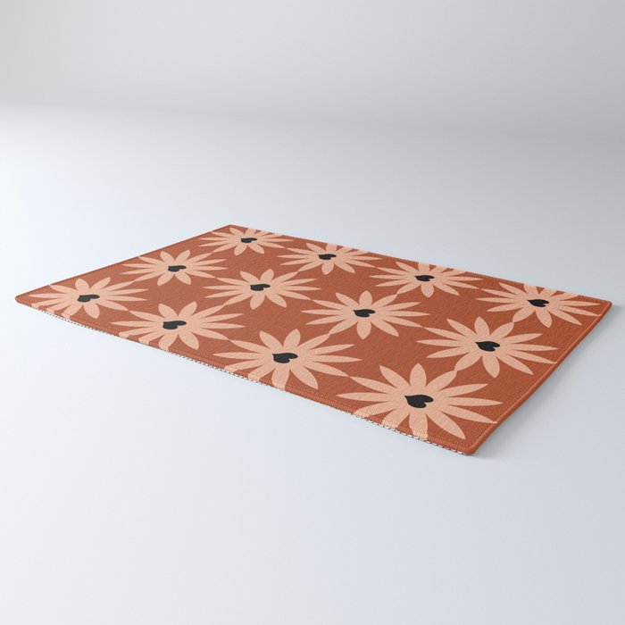 Terracotta star heart flower Rug Gallery Image 3