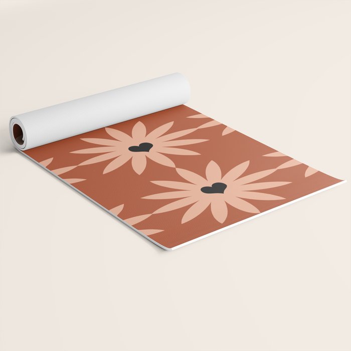 Terracotta star heart flower Yoga Mat Gallery Image 2