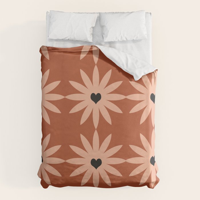 Terracotta star heart flower Duvet Cover Gallery Image 1
