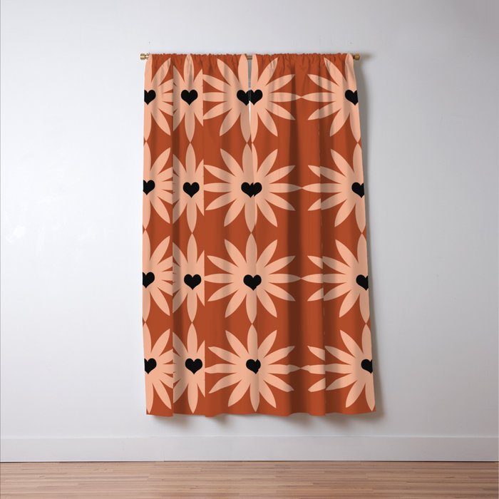 Terracotta star heart flower Window Curtain Gallery Image 3