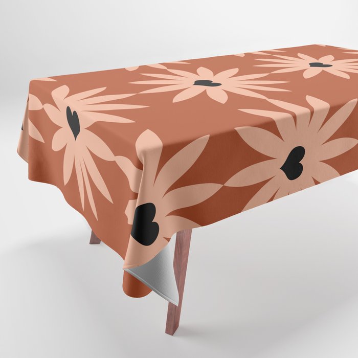 Terracotta star heart flower Tablecloth Gallery Image 1