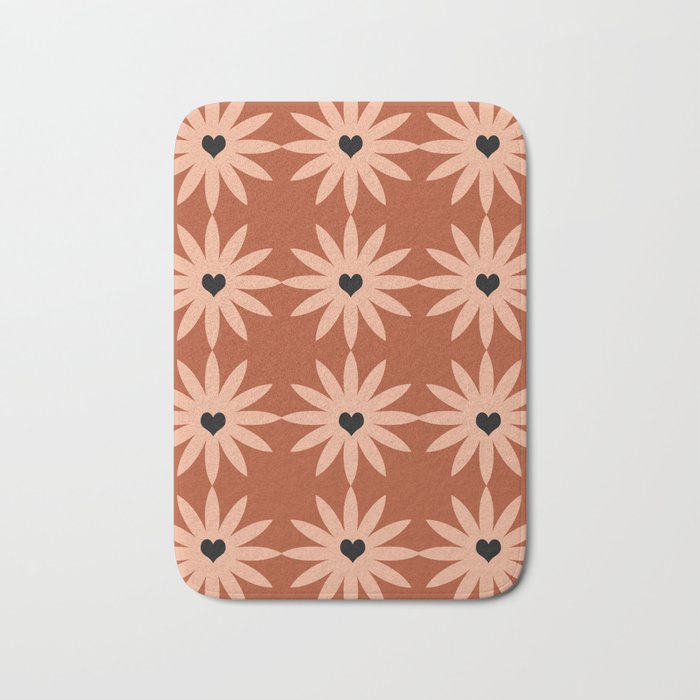 Terracotta star heart flower Bath Mat Gallery Image 1