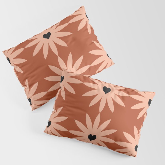 Terracotta star heart flower Pillow Sham Gallery Image 1