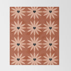 Terracotta star heart flower Throw Blanket Gallery Image 2