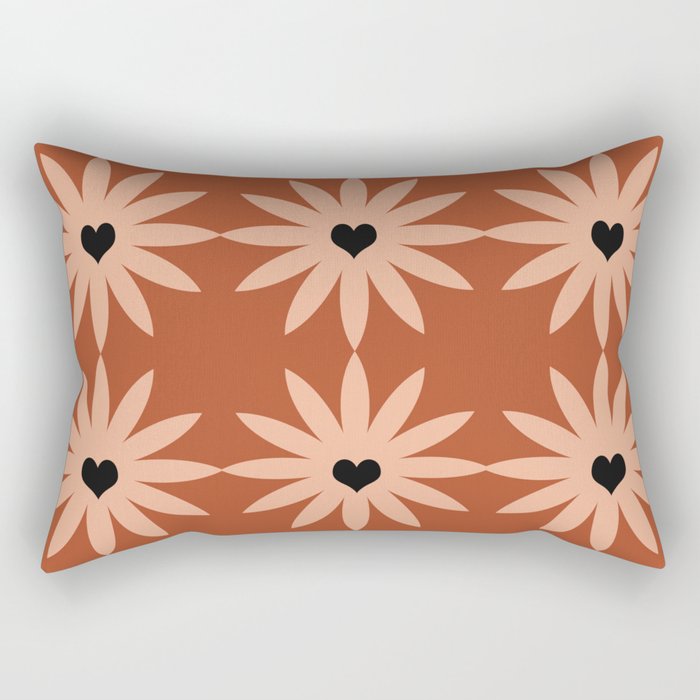 Terracotta star heart flower Rectangular Pillow Gallery Image 2