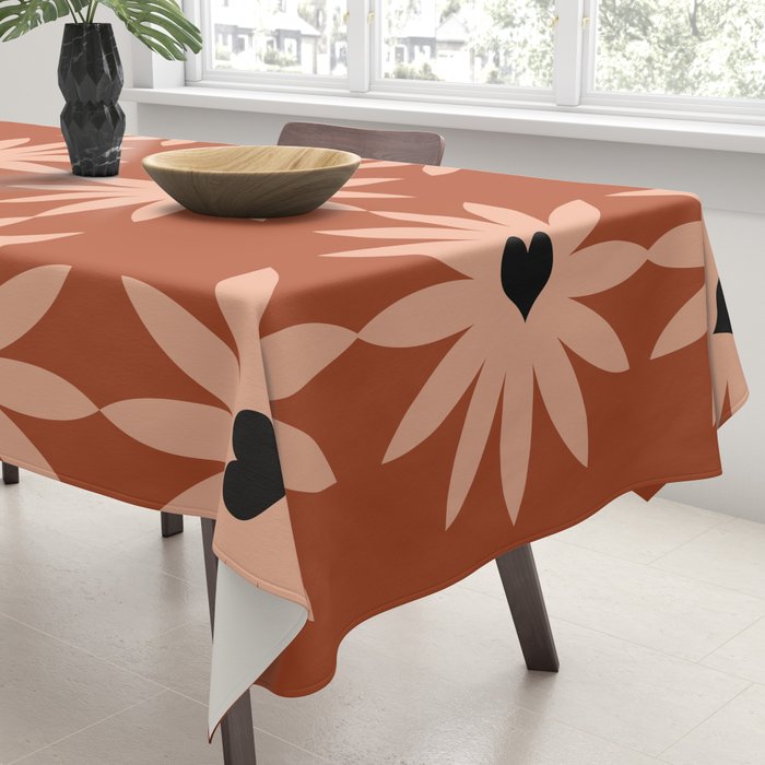 Terracotta star heart flower Tablecloth Gallery Image 3