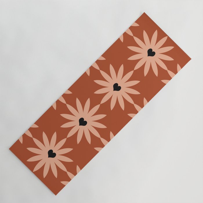 Terracotta star heart flower Yoga Mat Gallery Image 1