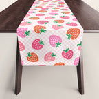 Strawberry Toss on Checks - Pink and Green Table Runner Gallery Image 1