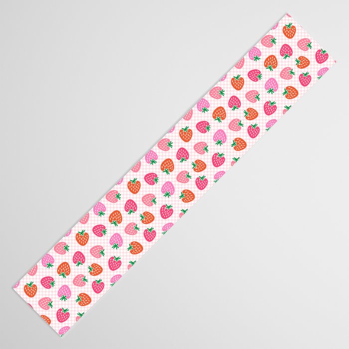 Strawberry Toss on Checks - Pink and Green Table Runner Gallery Image 3