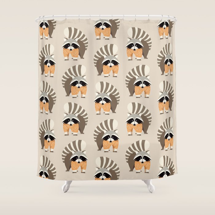Whimsical Raccoon Shower Curtain Gallery Image 1