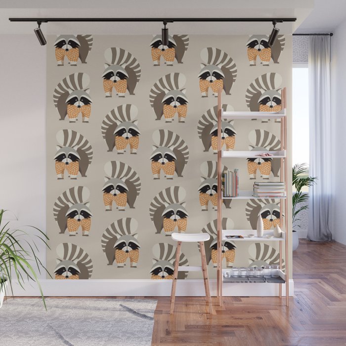 Whimsical Raccoon Wall Mural Gallery Image 1