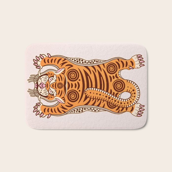 King Of The Jungle 03: Peach Tiger Edition Bath Mat Gallery Image 1