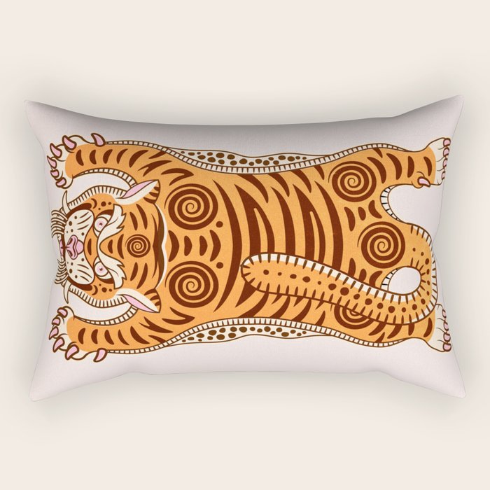 King Of The Jungle 03: Peach Tiger Edition Rectangular Pillow Gallery Image 2