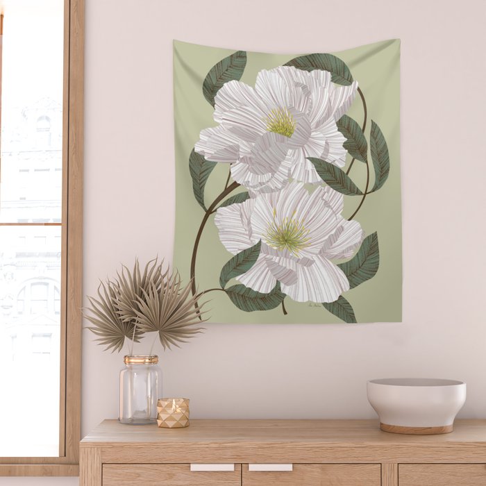 Peonies flowers II Wall Tapestry Gallery Image 2