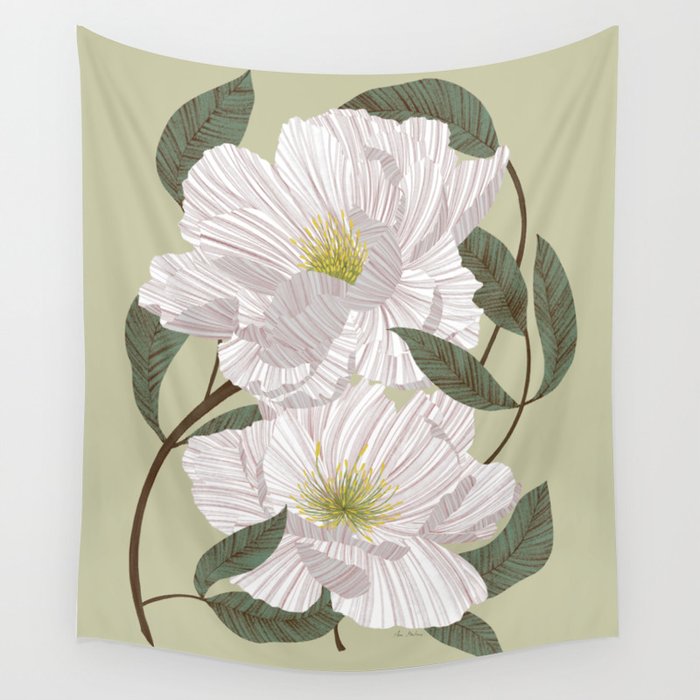 Peonies flowers II Wall Tapestry Gallery Image 1