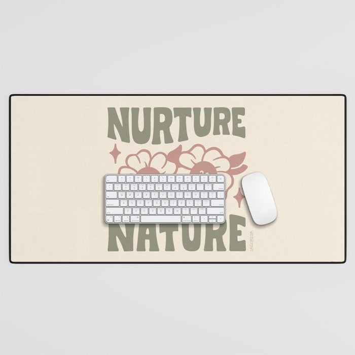 NURTURE NATURE (IN GREEN AND MAUVE) Desk Mat Gallery Image 1