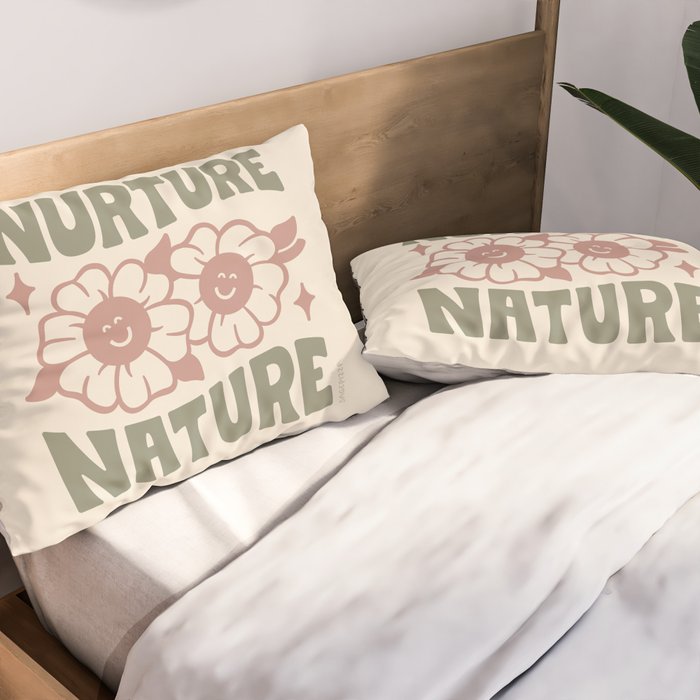 NURTURE NATURE (IN GREEN AND MAUVE) Pillow Sham Gallery Image 2