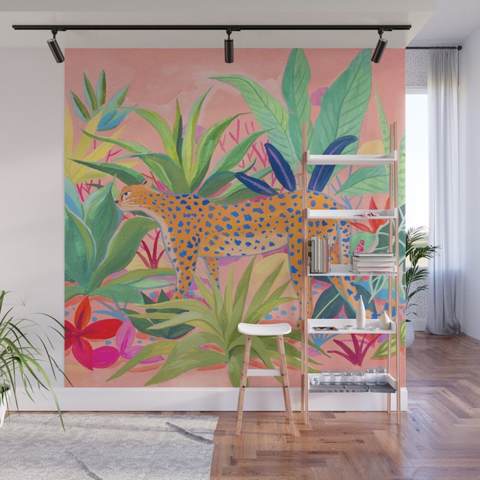 Leopard in Succulent Garden Wall Mural Gallery Image 1