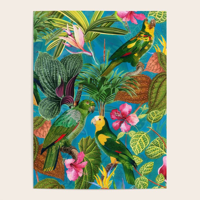 Vintage & Shabby Chic - Hot Exotic Tropical Birds Jungle Poster Gallery Image 1