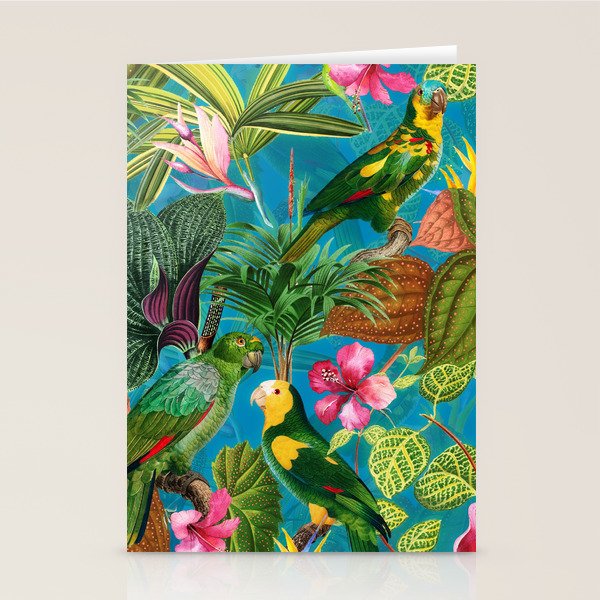 Vintage & Shabby Chic - Hot Exotic Tropical Birds Jungle Stationery Card Gallery Image 2