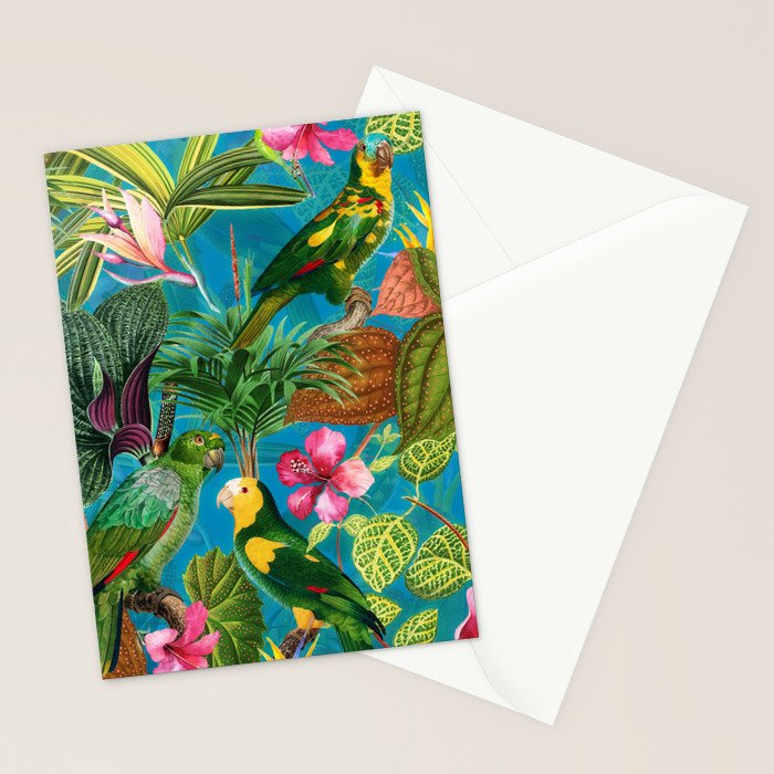 Vintage & Shabby Chic - Hot Exotic Tropical Birds Jungle Stationery Card Gallery Image 2