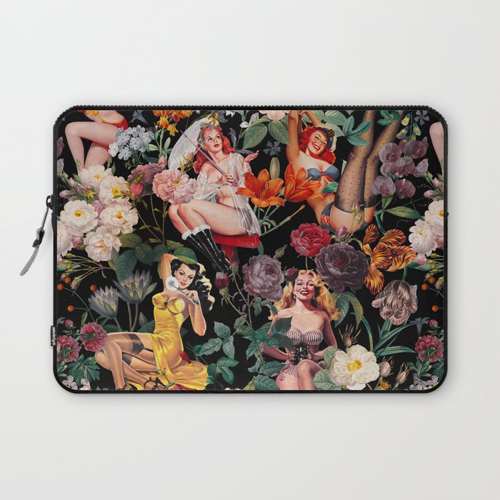 Floral and Pin-Up Girls III - Night Laptop Sleeve Gallery Image 1