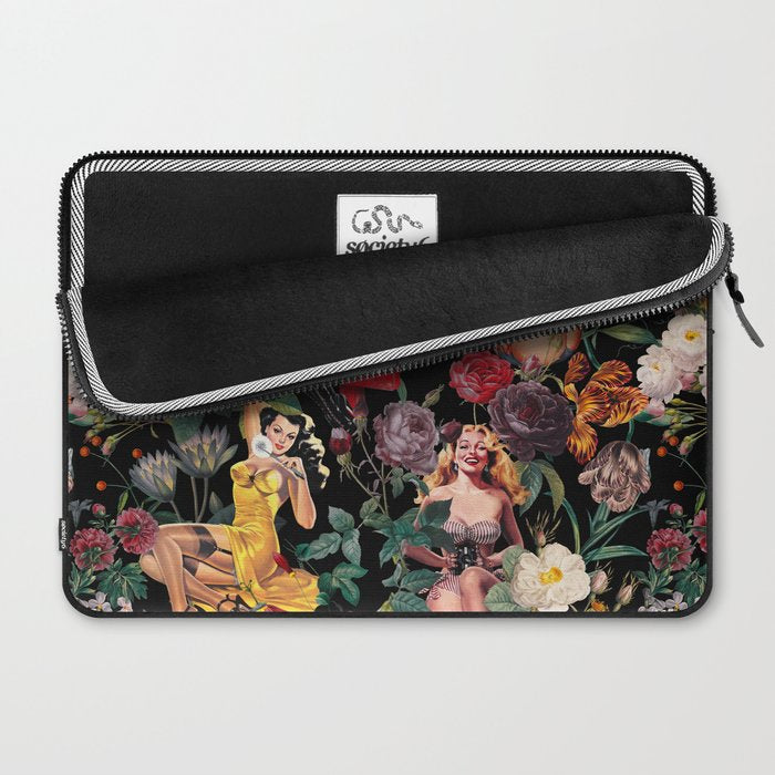 Floral and Pin-Up Girls III - Night Laptop Sleeve Gallery Image 2