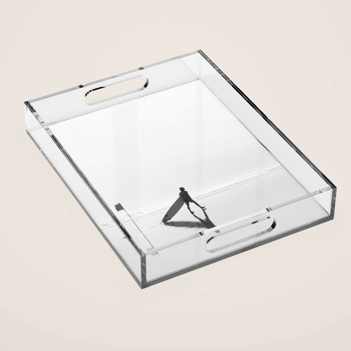 Modern Coastal Surfer Photography Acrylic Tray Gallery Image 1