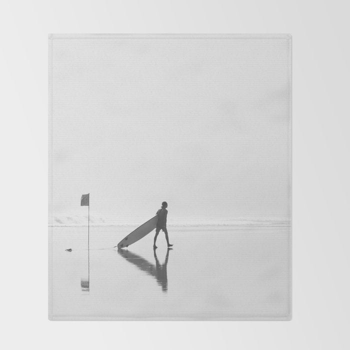 Modern Coastal Surfer Photography Throw Blanket Gallery Image 2