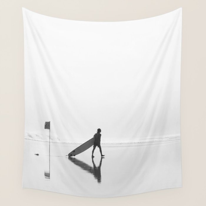 Modern Coastal Surfer Photography Wall Tapestry Gallery Image 4