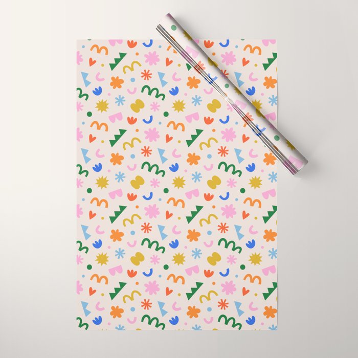 Fun colorful abstract organic shape art pattern Wrapping Paper Gallery Image 1
